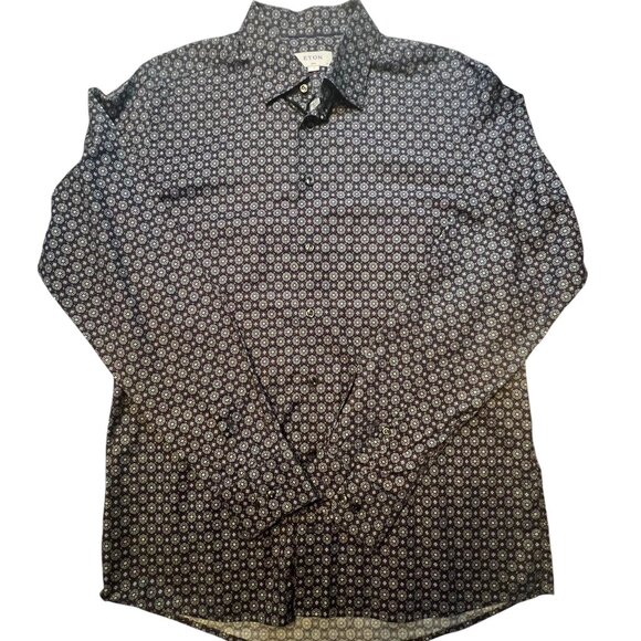 Eton men's dress shirt (Slim Signature Navy Medallion Print Twill) - Picture 1 of 3